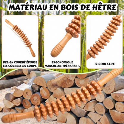 Wooden massage roller