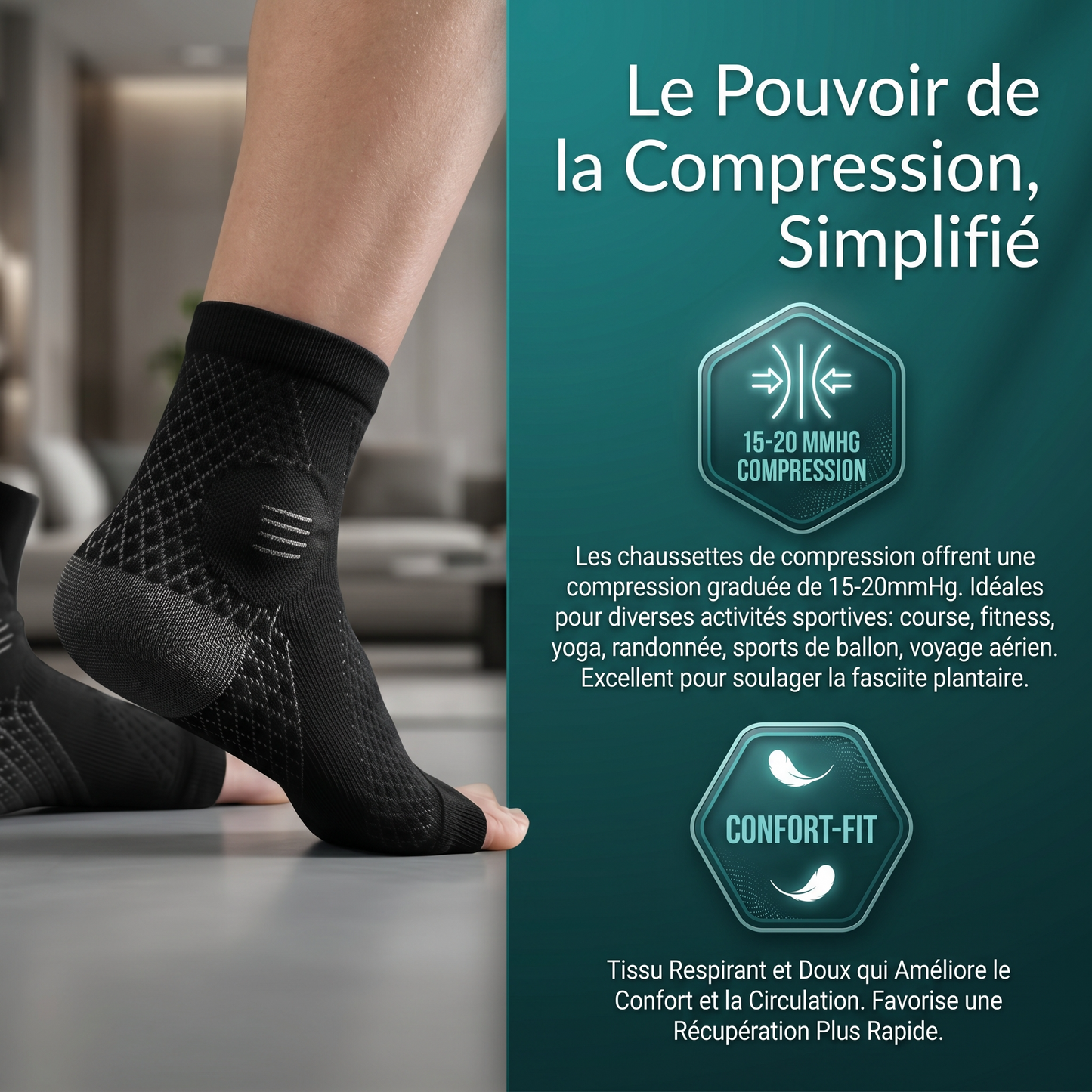 RELIVA™ Chaussettes de compression — Soutien ciblé contre la fasciite plantaire