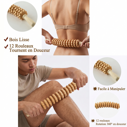 Wooden massage roller